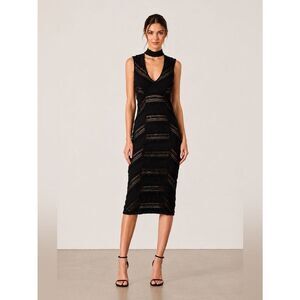Cinq A Sept Black Kors Lace Choker Cocktail Dress